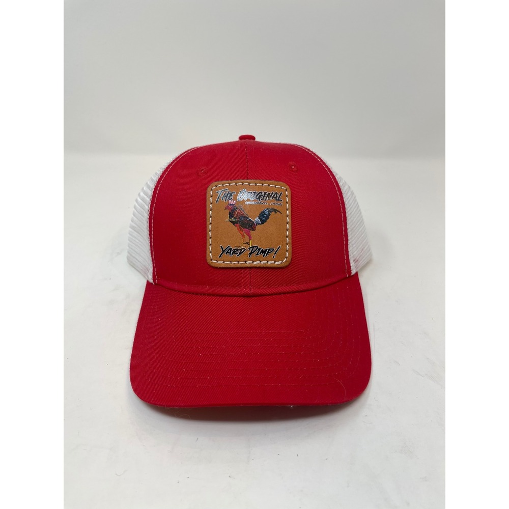 Stalecracker Trucker Hat Mens OSFA Red Yard‎ Pimp Leather Patch Mesh Cap